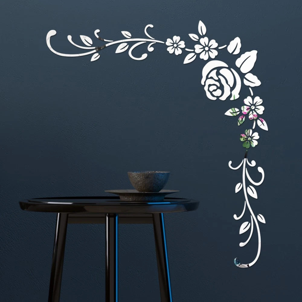 Removable Mirror Flower Art Wall Sticker for Home Room Decor