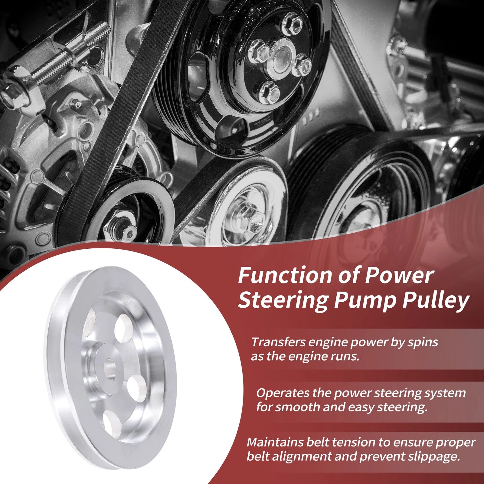Power Steering Pump Pulley 1 Groove Replacement for Chevy SBC 350 Engine (1950–1970)