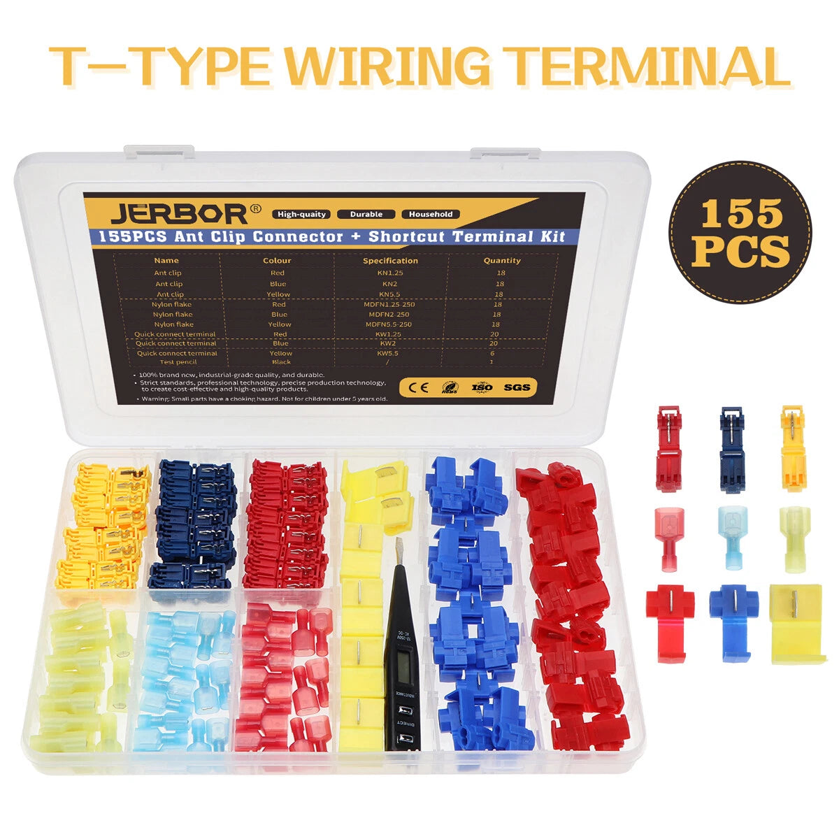 T-Tap Electrical Wire Terminals Quick Splice Connectors for Universal Use