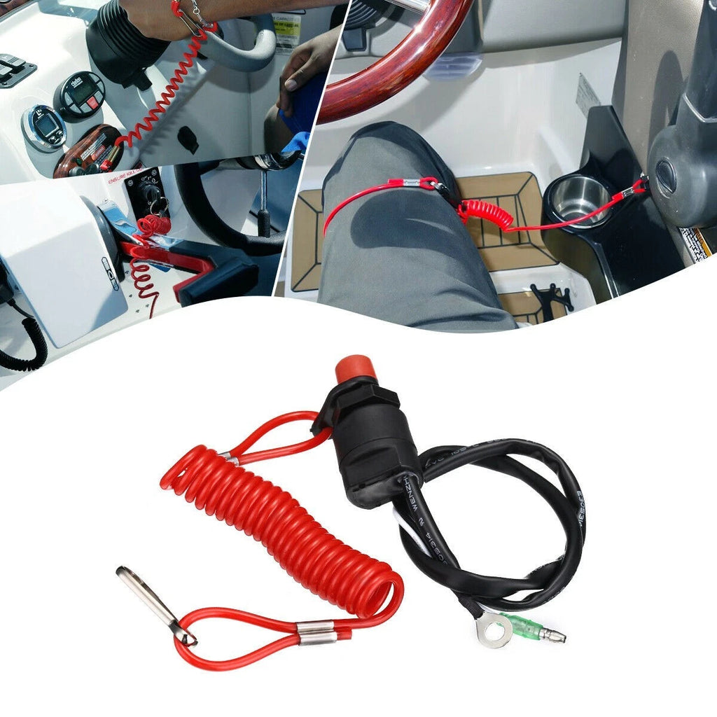 Outboard Cut Off Kill Switch & Safety Tether Lanyard for Boat