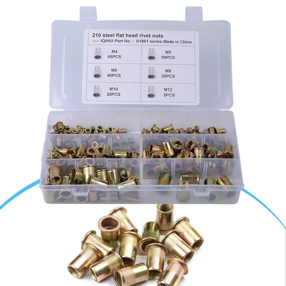 210-Piece Aluminum Rivet Nut Kit for Easy Installation