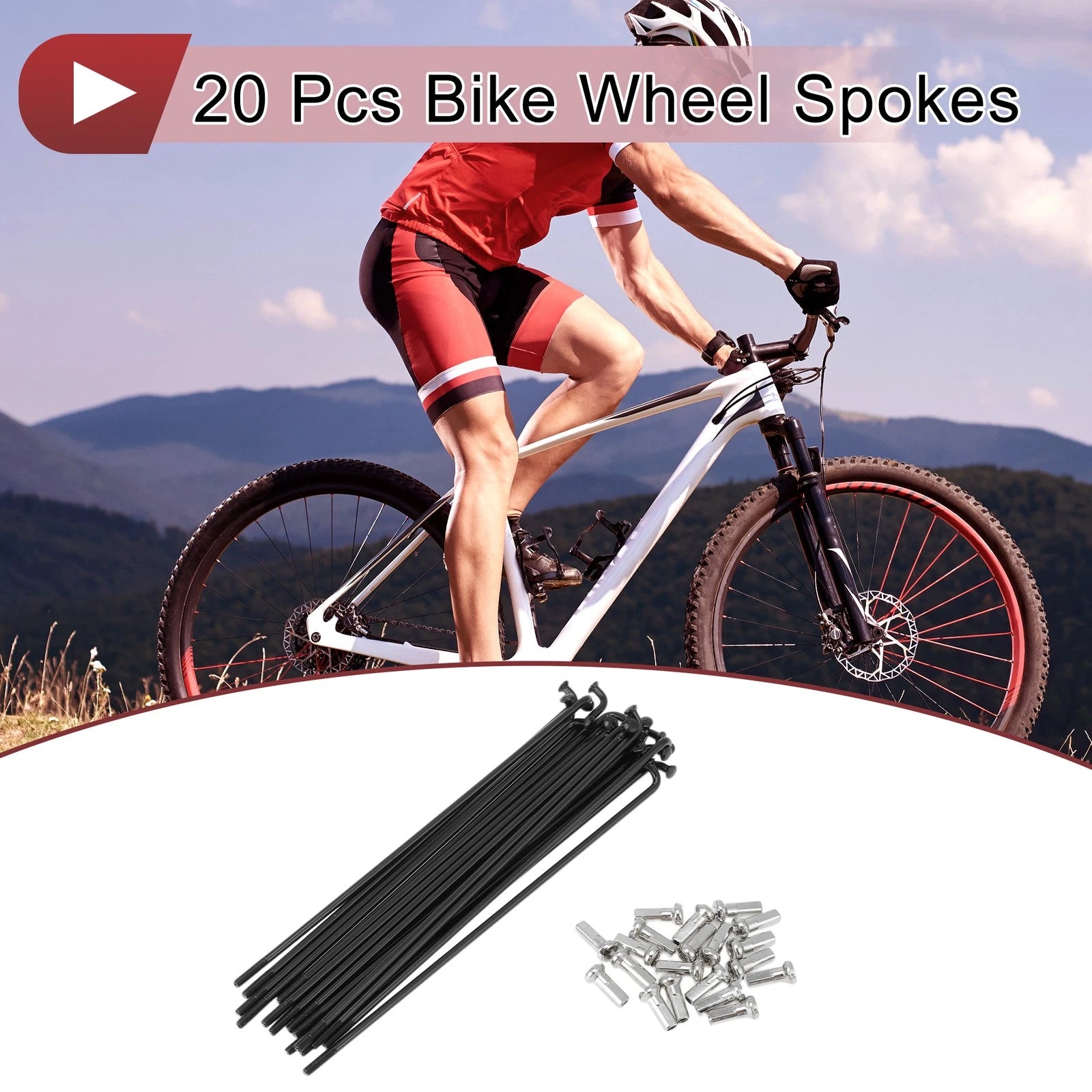 Bicycle Spokes 121mm 304 Stainless Steel Black Set for 20 in Wheels (—)