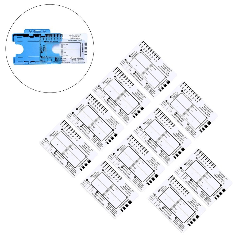 Pack of 10 ECG Rulers for EKG Measurement Tools