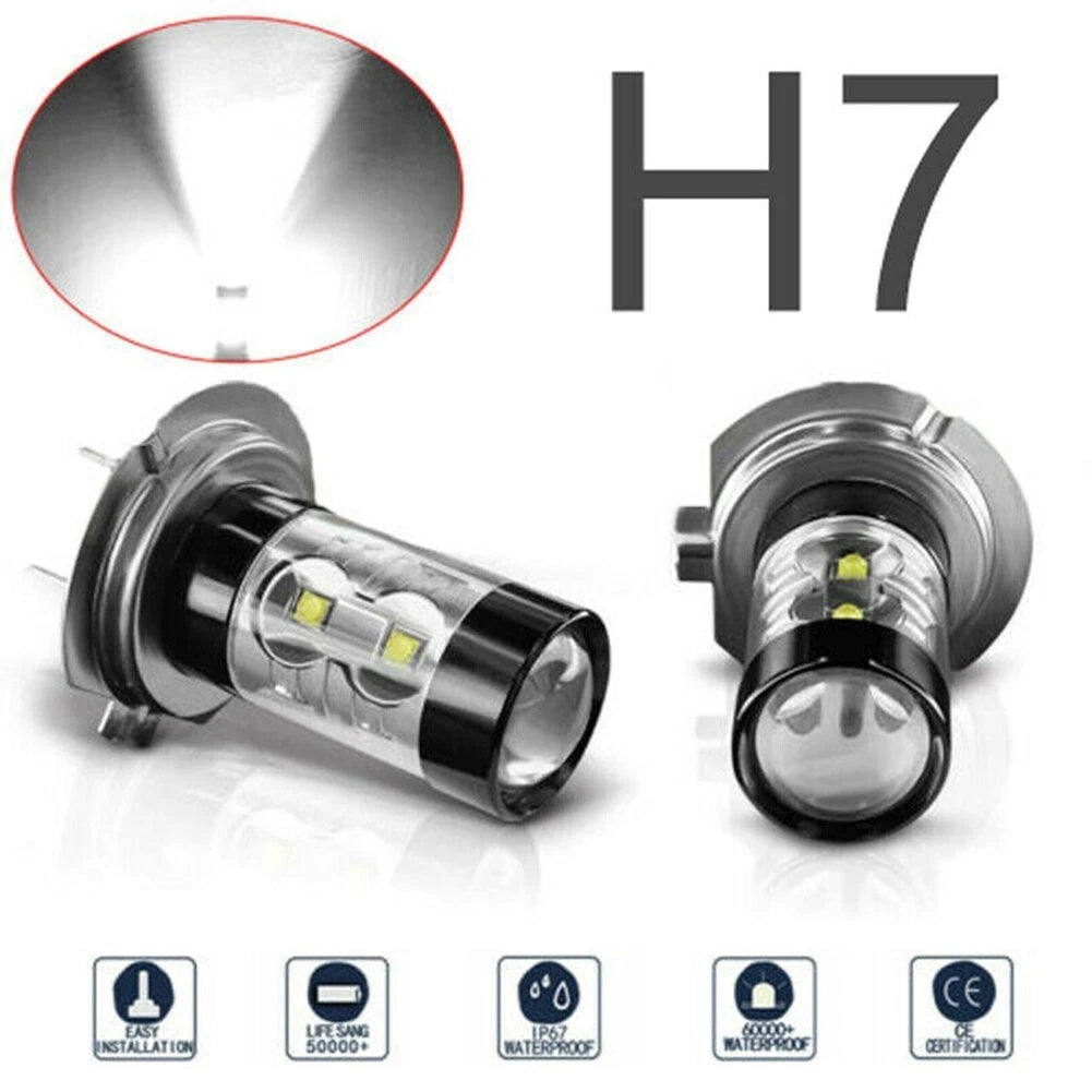 2X H7 LED Bulbs 160W 6000K for