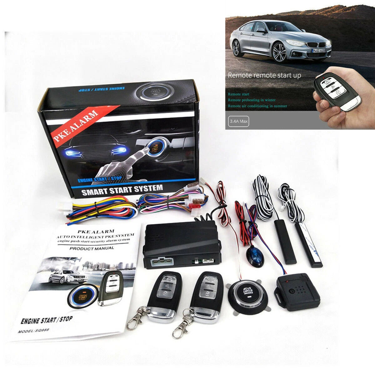 Passive Keyless Car Alarm Remote Control Anti-theft System for