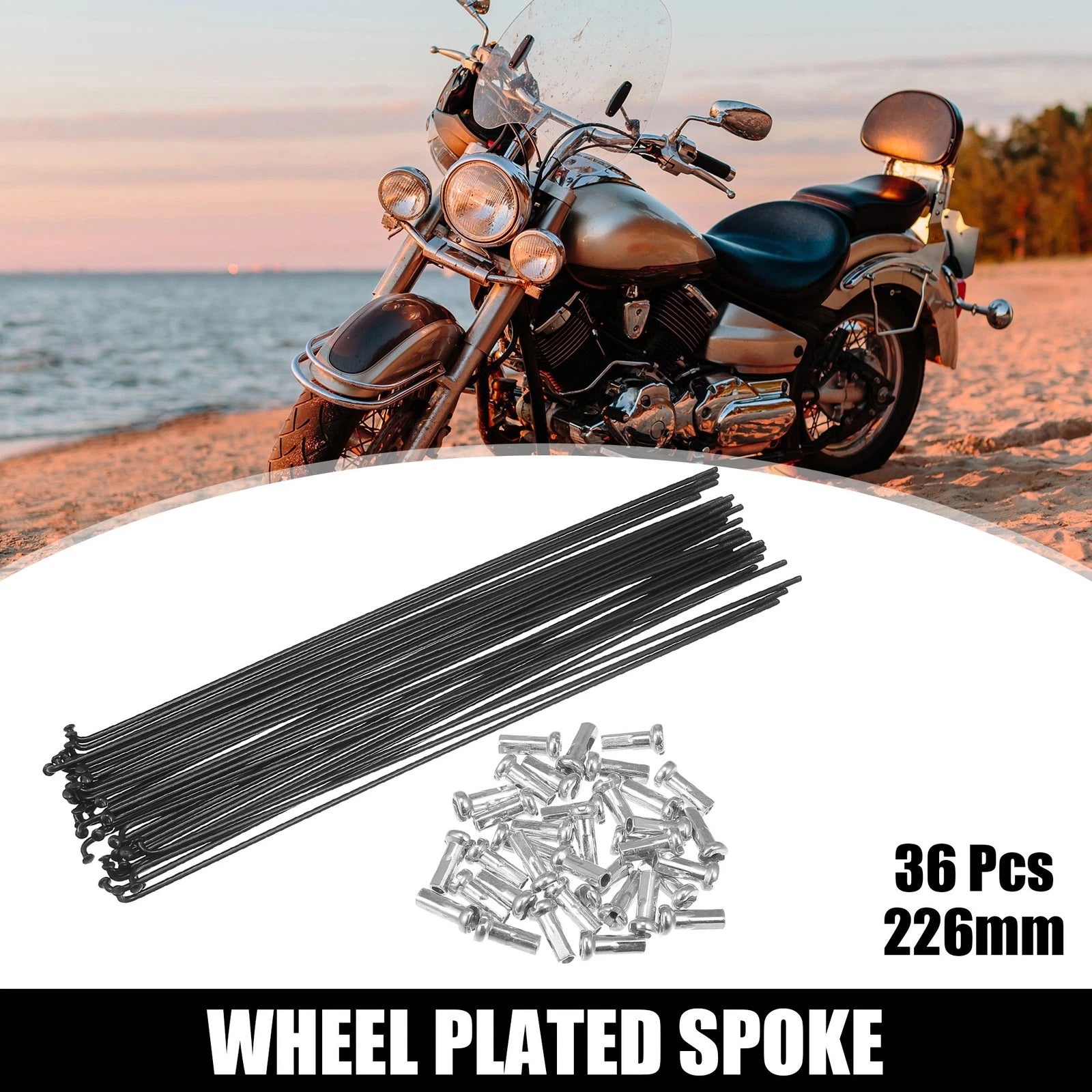 Bicycle Spokes Replacement Kit for Most Bikes 14G 226mm with Nipples (Qty 36)
