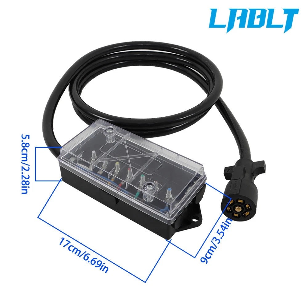 7 Way Plug Inline Trailer Cord with Junction Box for LABLT (8FT, 16FT)