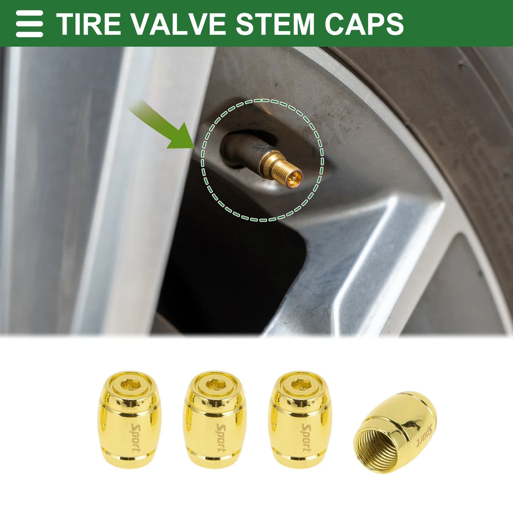 Tire Valve Stem Caps Dust Covers Gold Tone for Bicycle 1 Set (Qty 1)