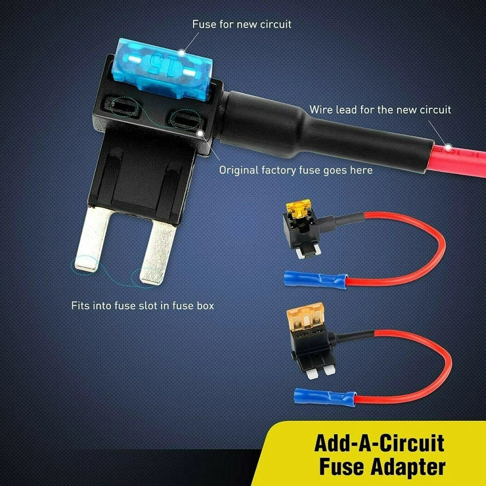 10Pcs 12V Automotive Circuit Fuse Adapter with Connector and Blade Fuse Holder