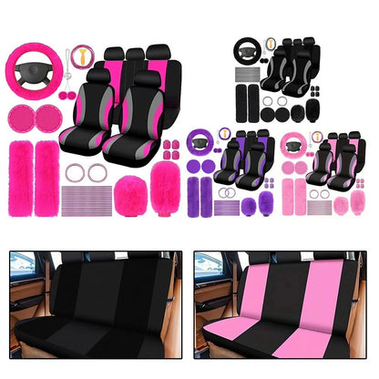 Plush Steering Wheel Cover Complete Car Accessory Set for All Vehicles