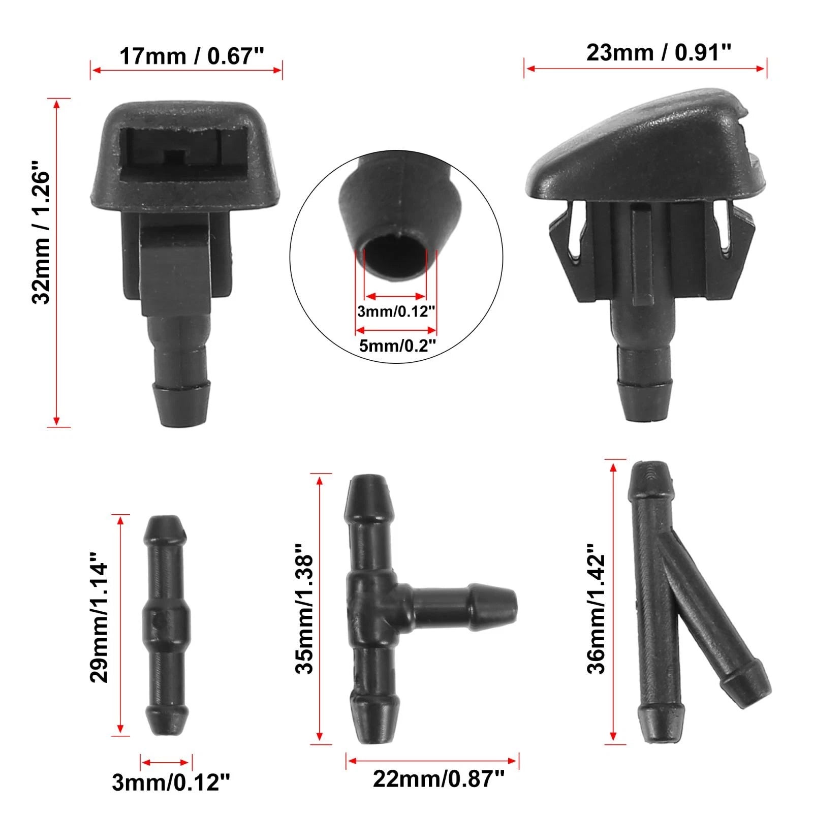 Front Windshield Washer Nozzles Kit for Mazda 3 5 6 CX-3 CX-5 CX-7 (2010–2020)