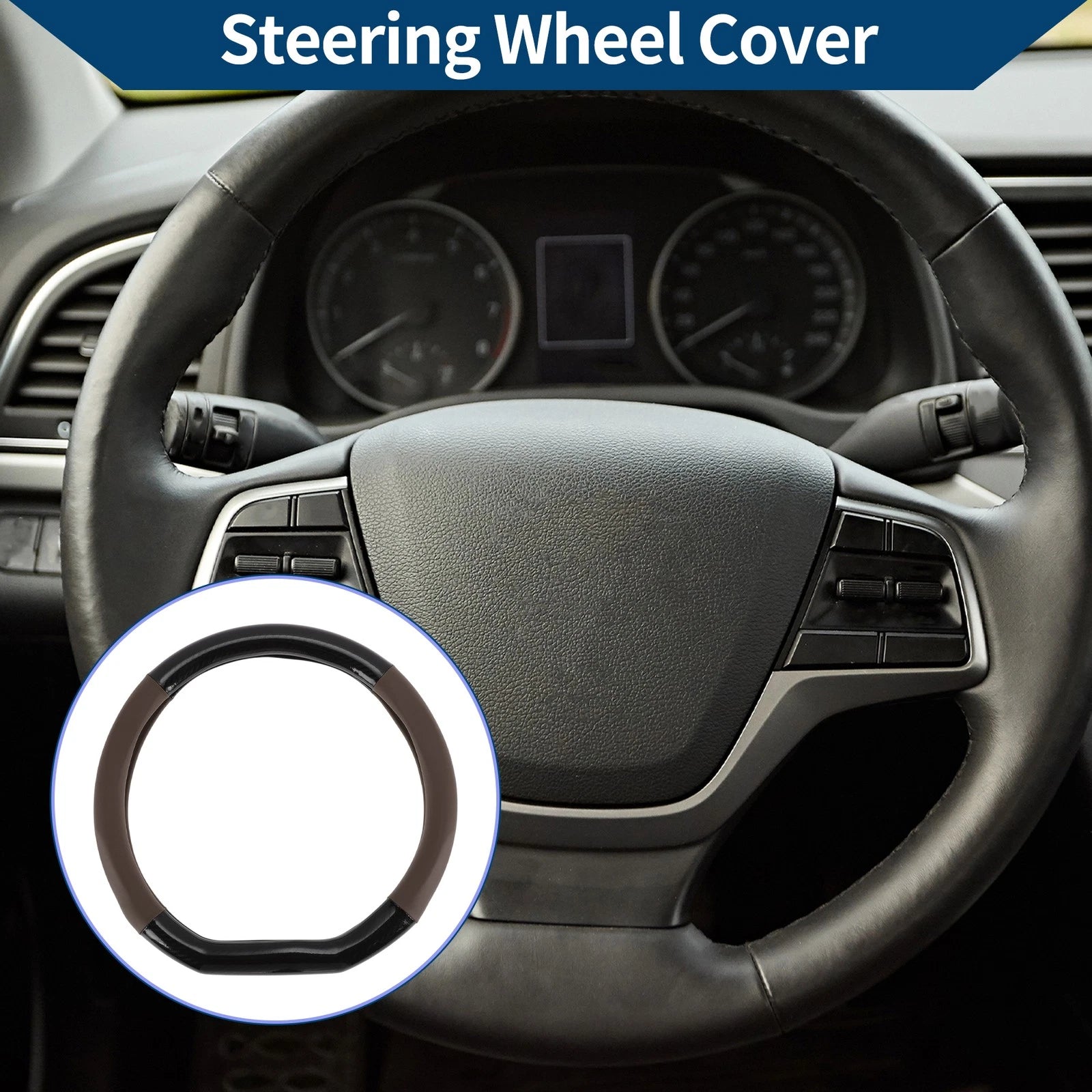 Artificial Leather Steering Wheel Cover for Universal Fit (14.96")