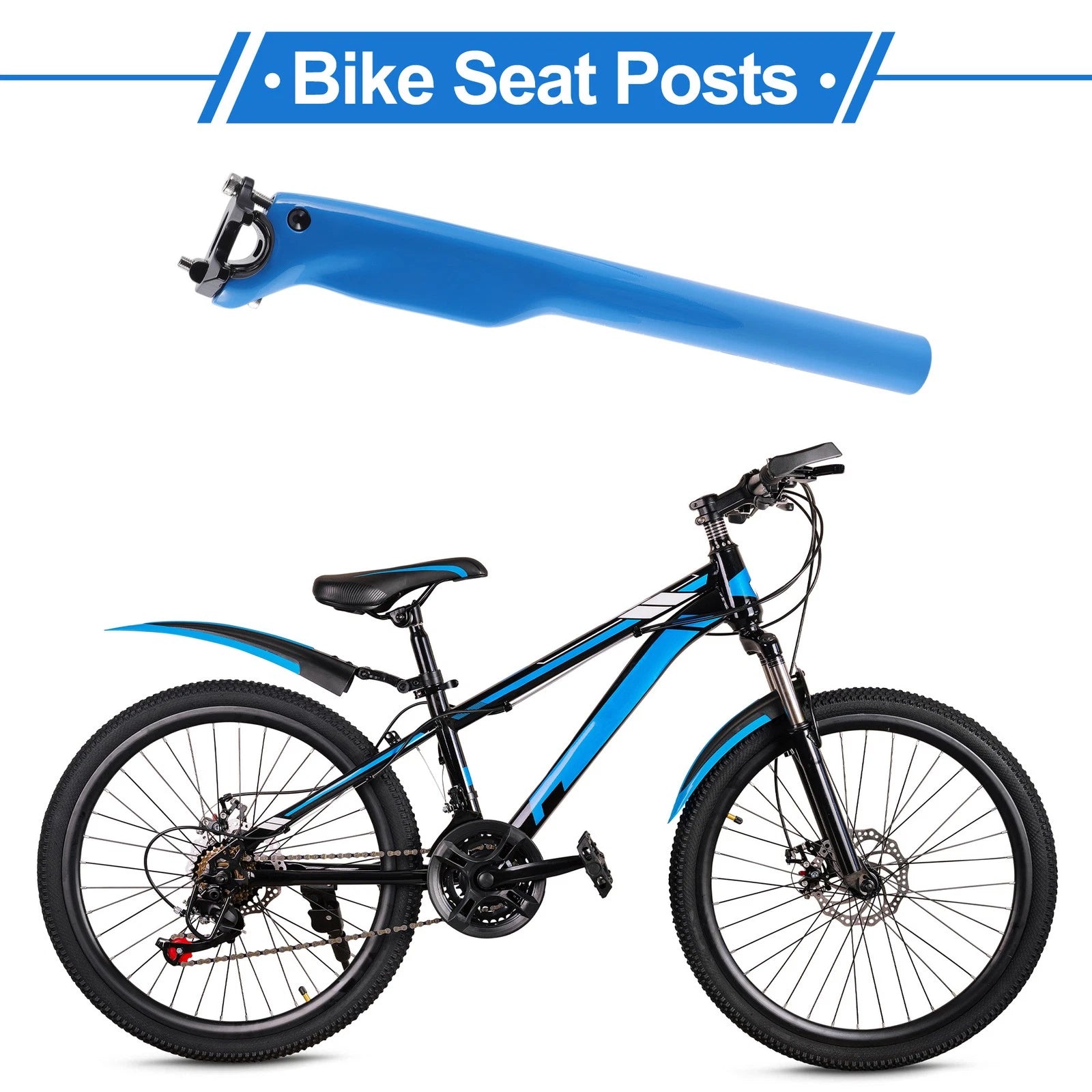 Bike Seat Post 31.6mm x 350mm Adjustable Angle Replacement for Universal