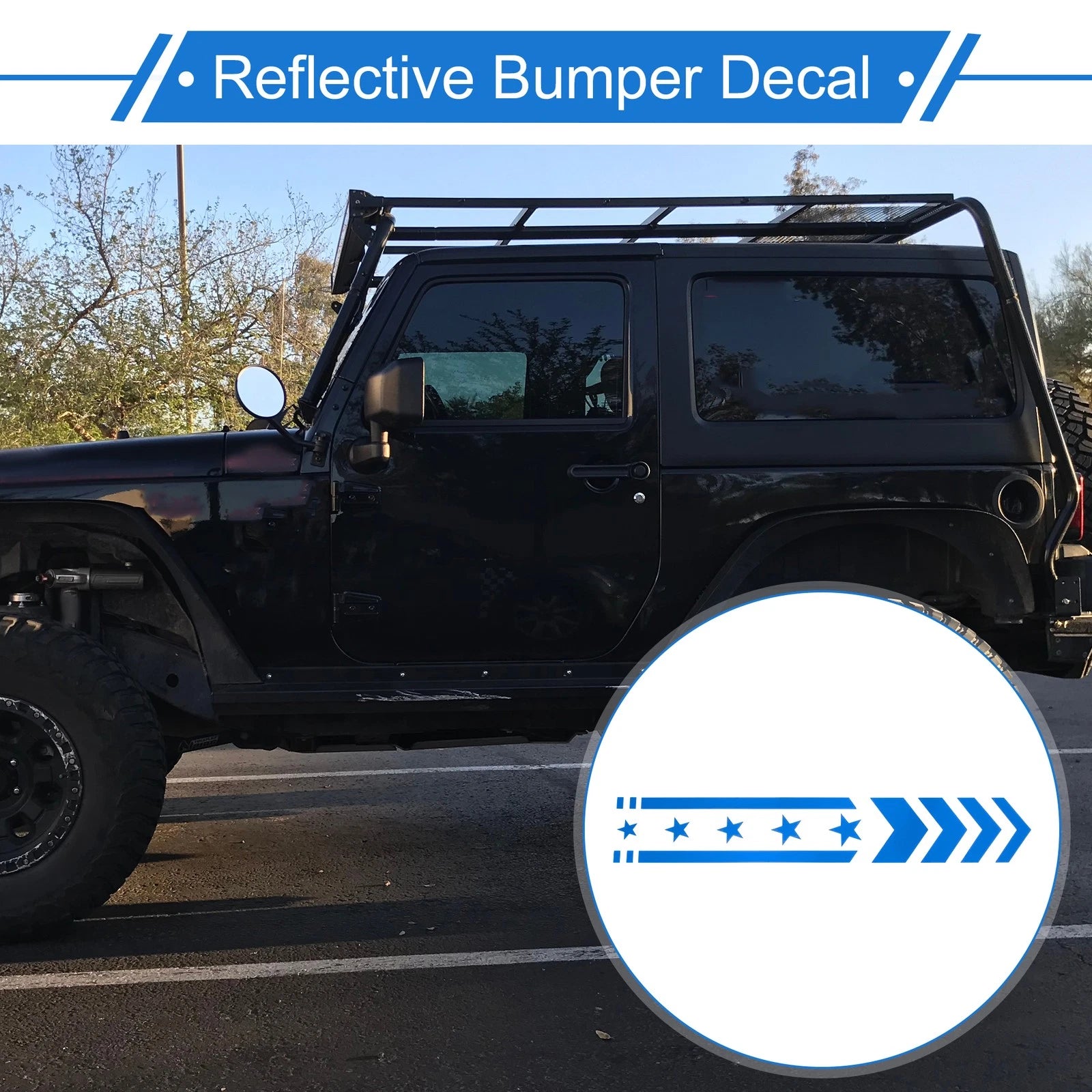 Reflective Bumper Decal for - Blue Square Arrow B