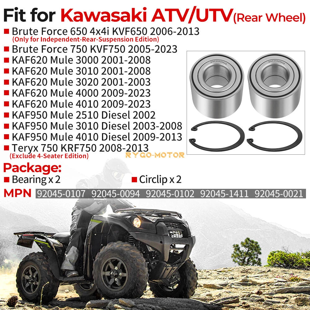 Rear Wheel Bearing for Kawasaki Mule 3000 3010 3020 2510 4000 4010 (1993–2006)