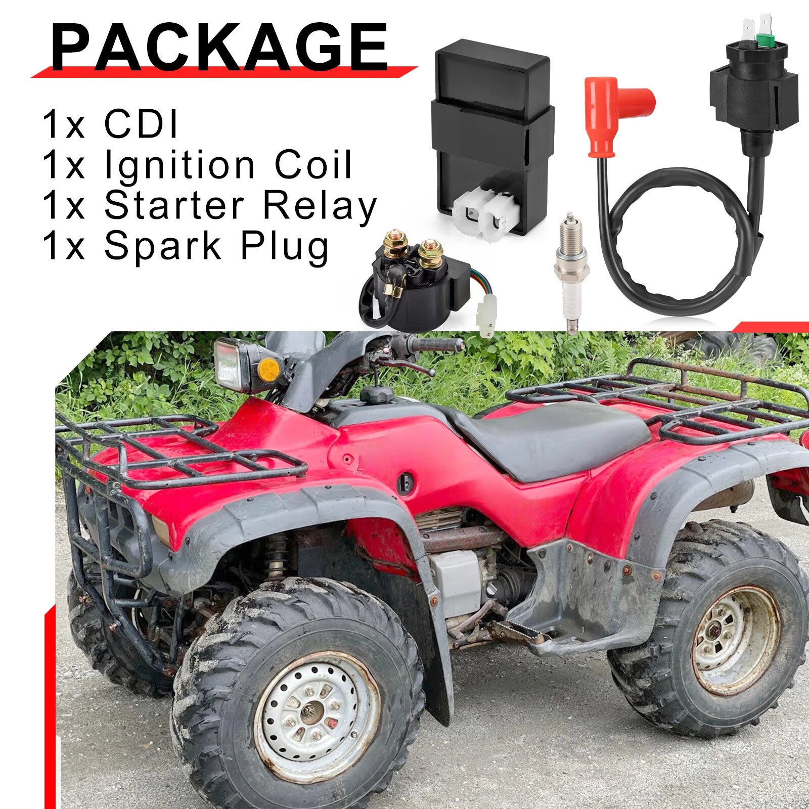 Ignition Coil CDI Relay Spark Plug Kit for Honda TRX400FW 4x4 (1995–2003)