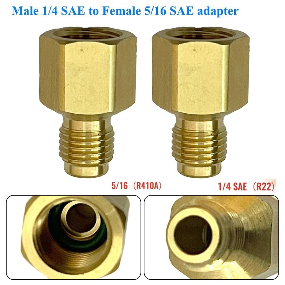 1/4 SAE to 5/16 SAE Quick Coupling Adapter for R410 Conditioner