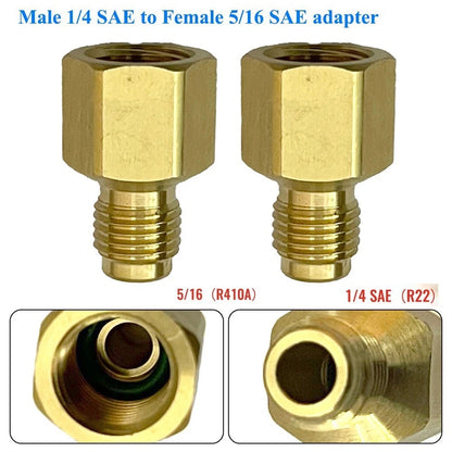 1/4 SAE to 5/16 SAE Quick Coupling Adapter for R410 Conditioner