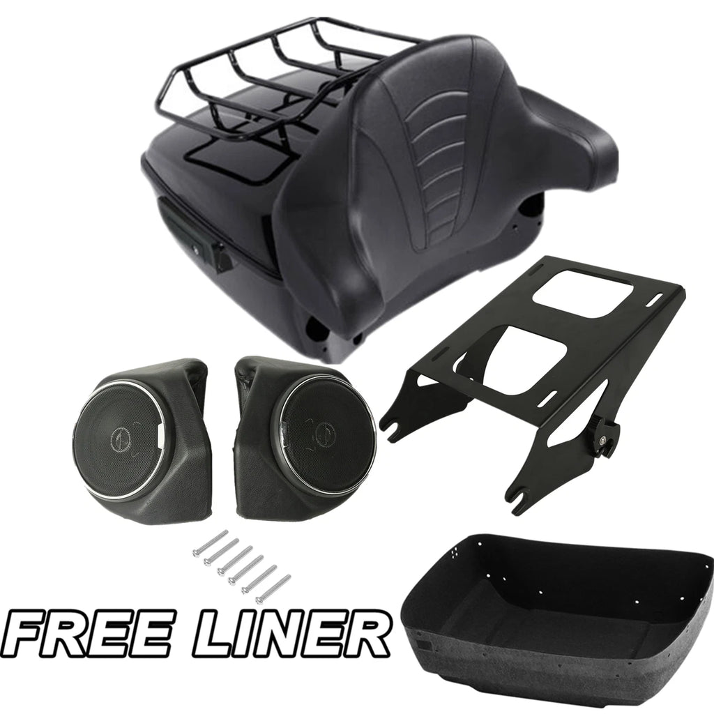 Trunk Mount Rack Pad Speakers for Harley Touring Road Glide (2014–2026)