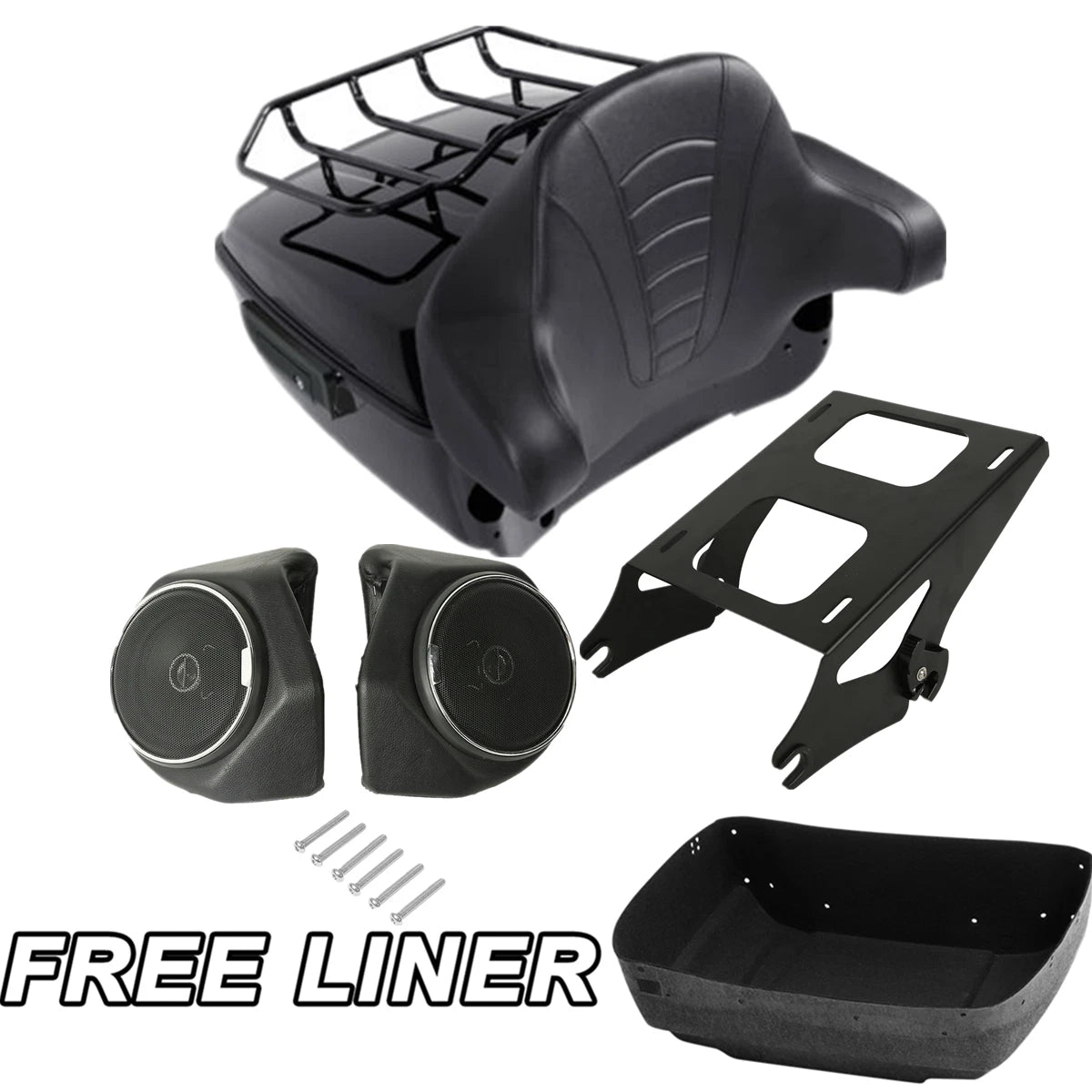 Trunk Mount Rack Pad Speakers for Harley Touring Road Glide (2014–2026)