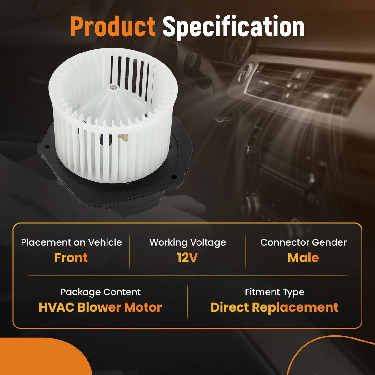 AC Heater Blower Motor with Fan for Cadillac DeVille Concours (1994–1996) 22137112