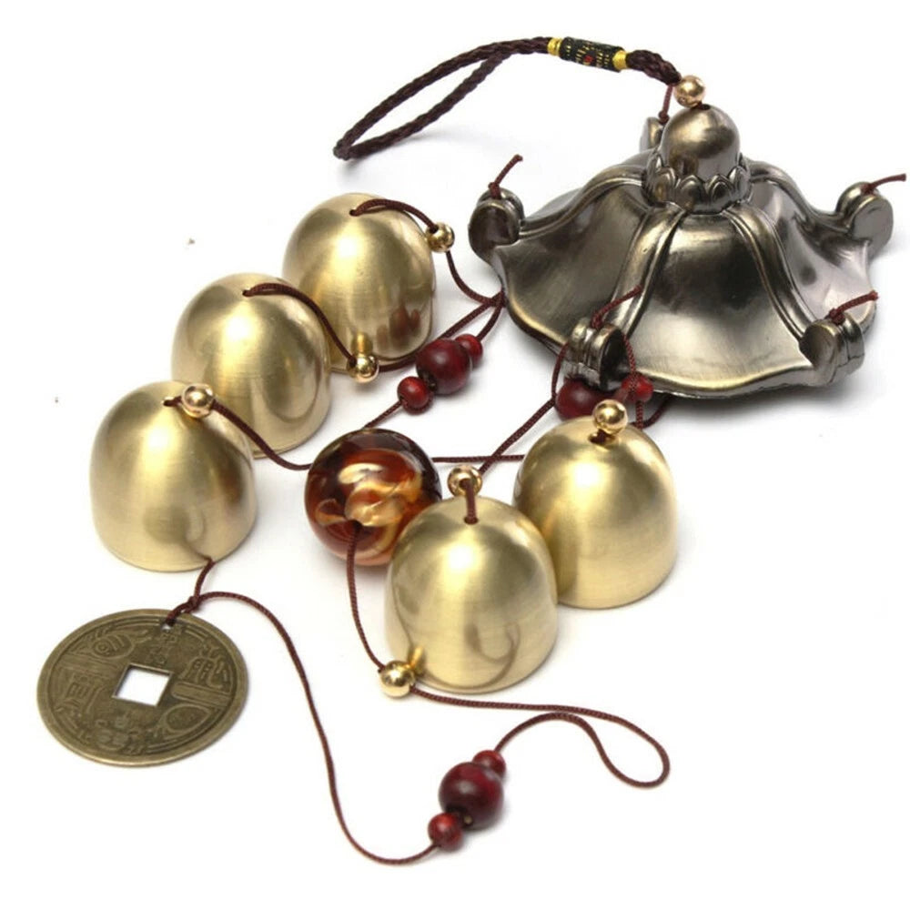 5 Copper Bells Wind Chimes Outdoor Garden Decor
