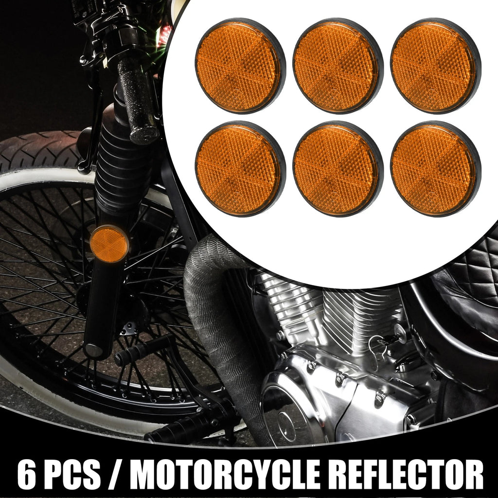 Universal Reflector Round Motorcycle Bike Reflector Orange (6 Pack)