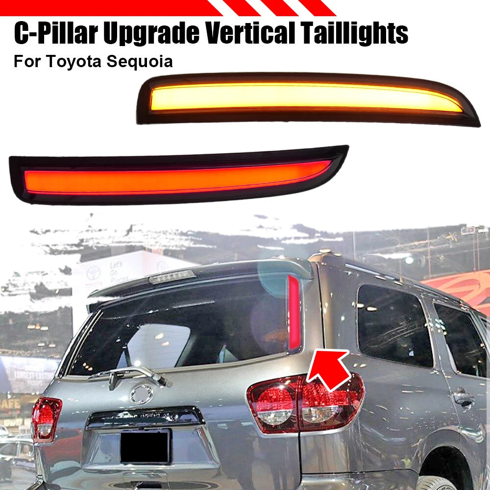 2X 3in1 LED Smoked Rear Trunk Indicator Tail Light for Sequoia (2007–2021)
