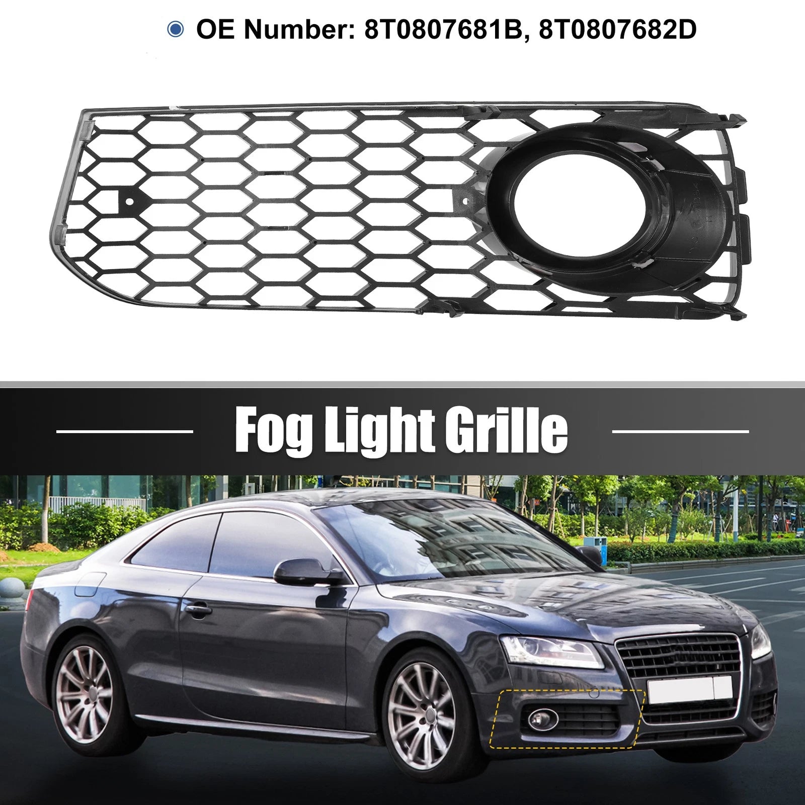 Front Fog Light Mesh Grill Cover for Audi A5 S-Line (2008–2012)