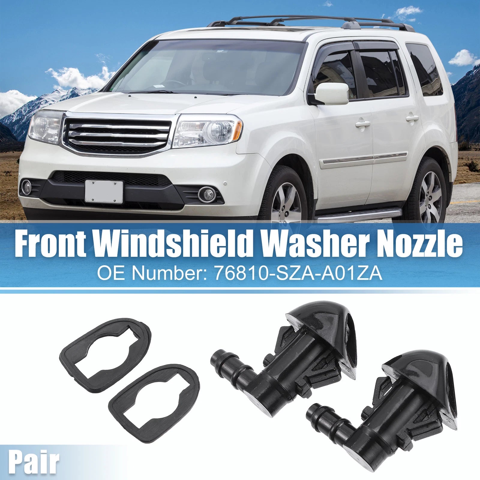 1 Pair Front Windshield Washer Nozzle 76810-SZA-A01 for Honda Pilot (2009–2015)