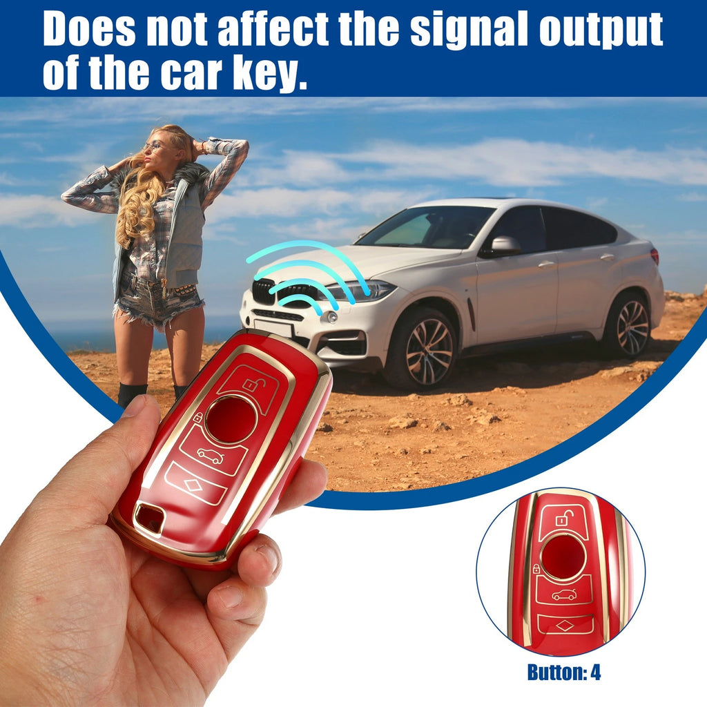Key Fob Cover 3 Button Keyless Entry for BMW 1 Series (Red) (2011–2017)