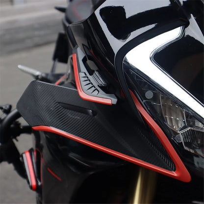 2x Motorcycle Winglet Side Spoiler Aerodynamic Wing Wind Fin with Red LED Light