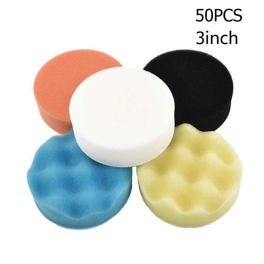 50 Pack Sponge Foam Wool Polishing Buffing Waxing Pads Tool Set