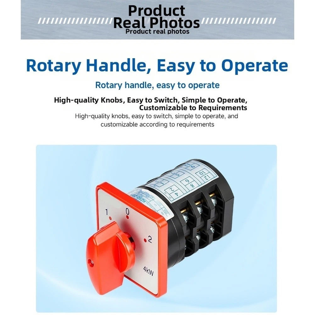 Reversible Motor Switch AC380V 20A 1-0-2 Position 660V Insulation