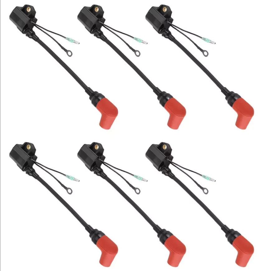 Set of 6 Ignition Coil Assemblies for Yamaha Marine (6R3-85570-00-00, 18-5128)
