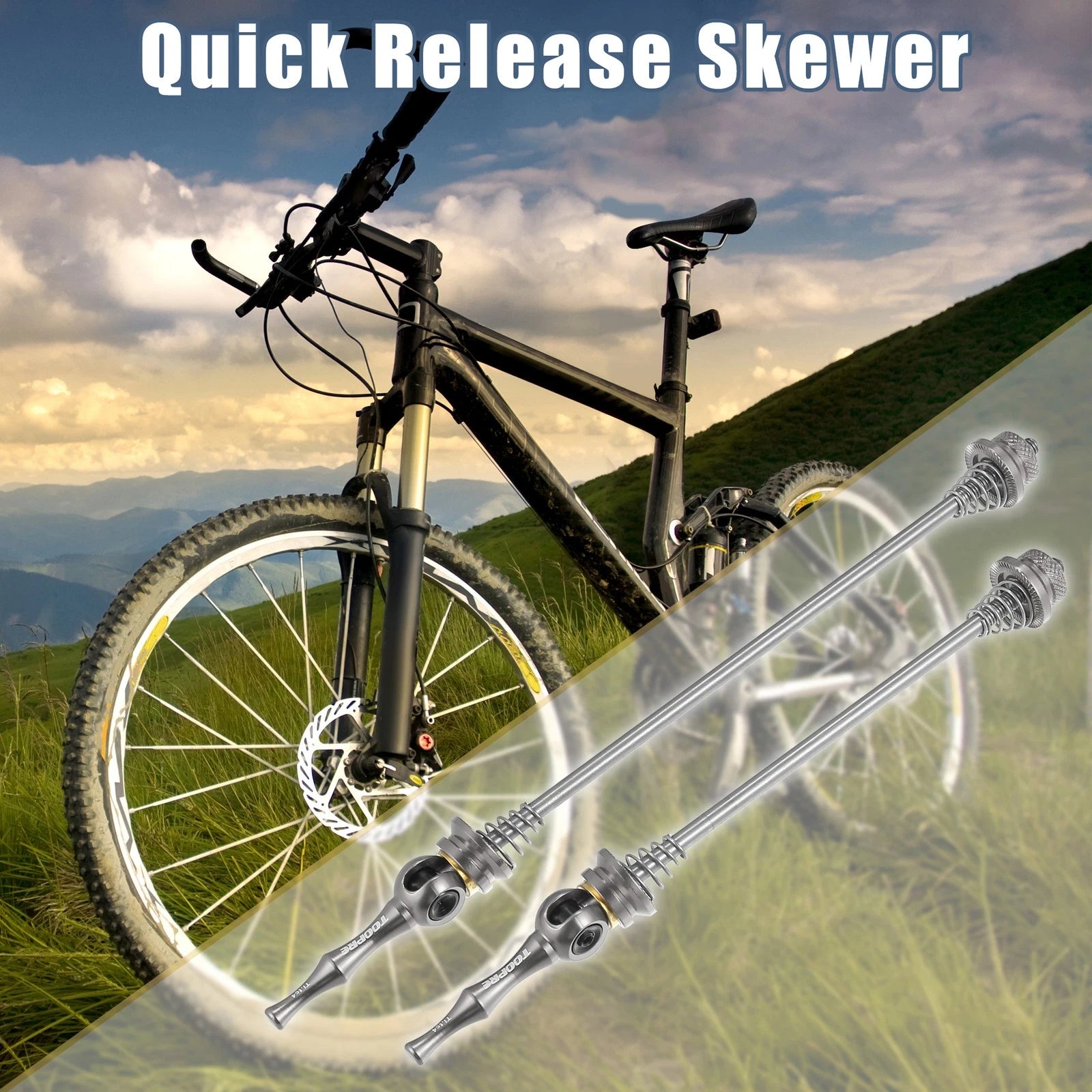 Quick Release Axle Skewer Pair Front Rear 140mm 180mm Titanium Tone for Bike (2000–2000)