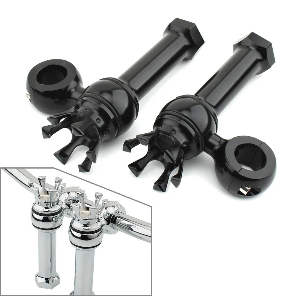 1" Black Handlebar Mount Clamps Risers for Harley Dyna Softail Breakout (2013–2023)