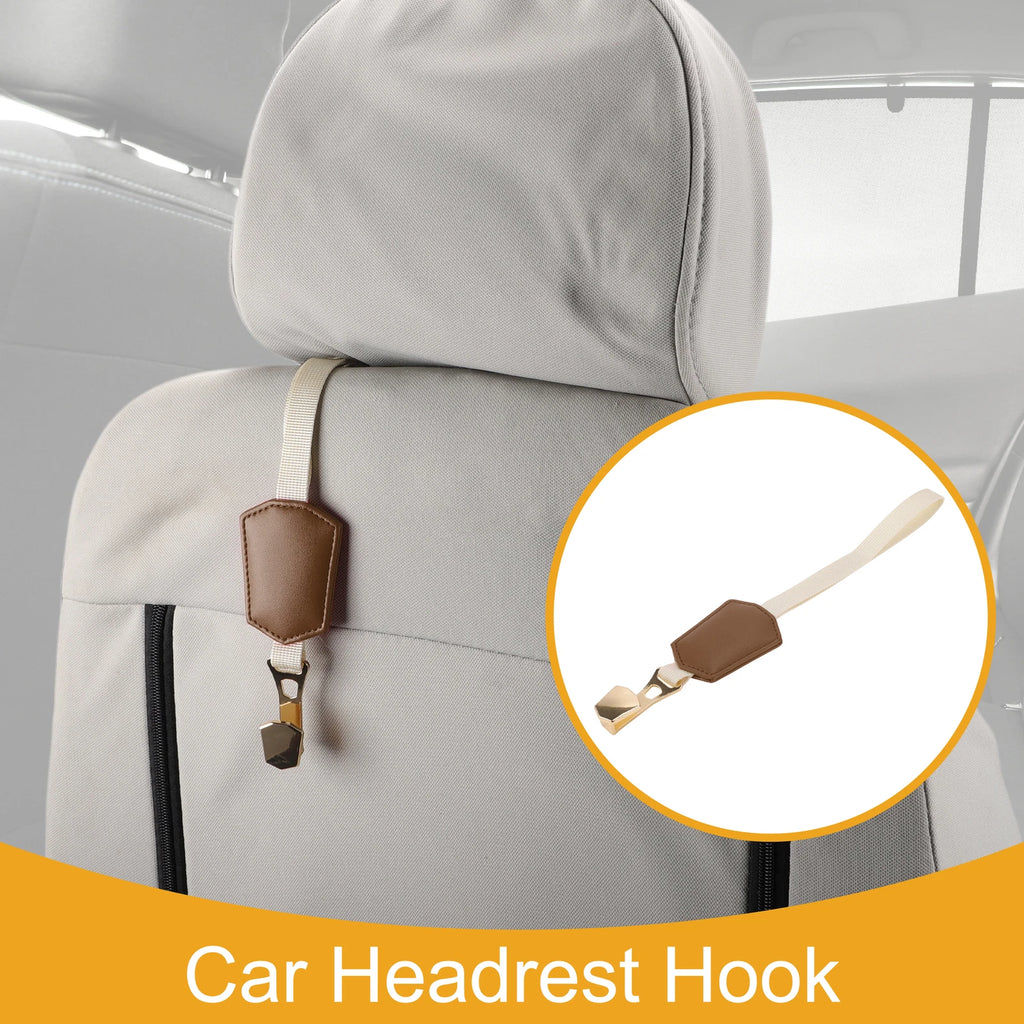 Universal Car Seat Headrest Hook for Purses and Bags (Deep Brown)