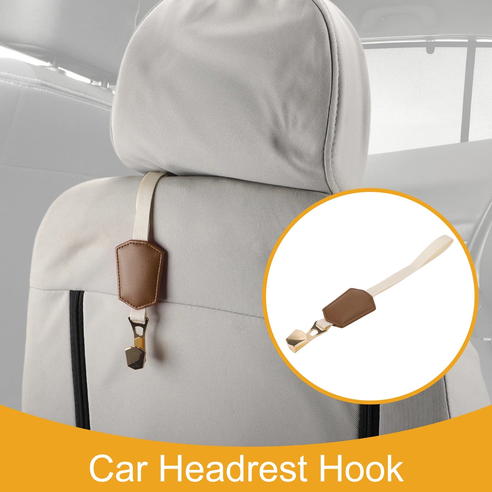 Universal Car Seat Headrest Hook for Purses and Bags (Deep Brown)