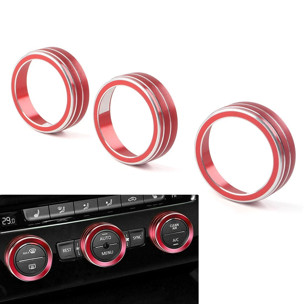 3X AC Climate Control Ring Knob Cover for VW Golf Jetta Tiguan Passat Atlas