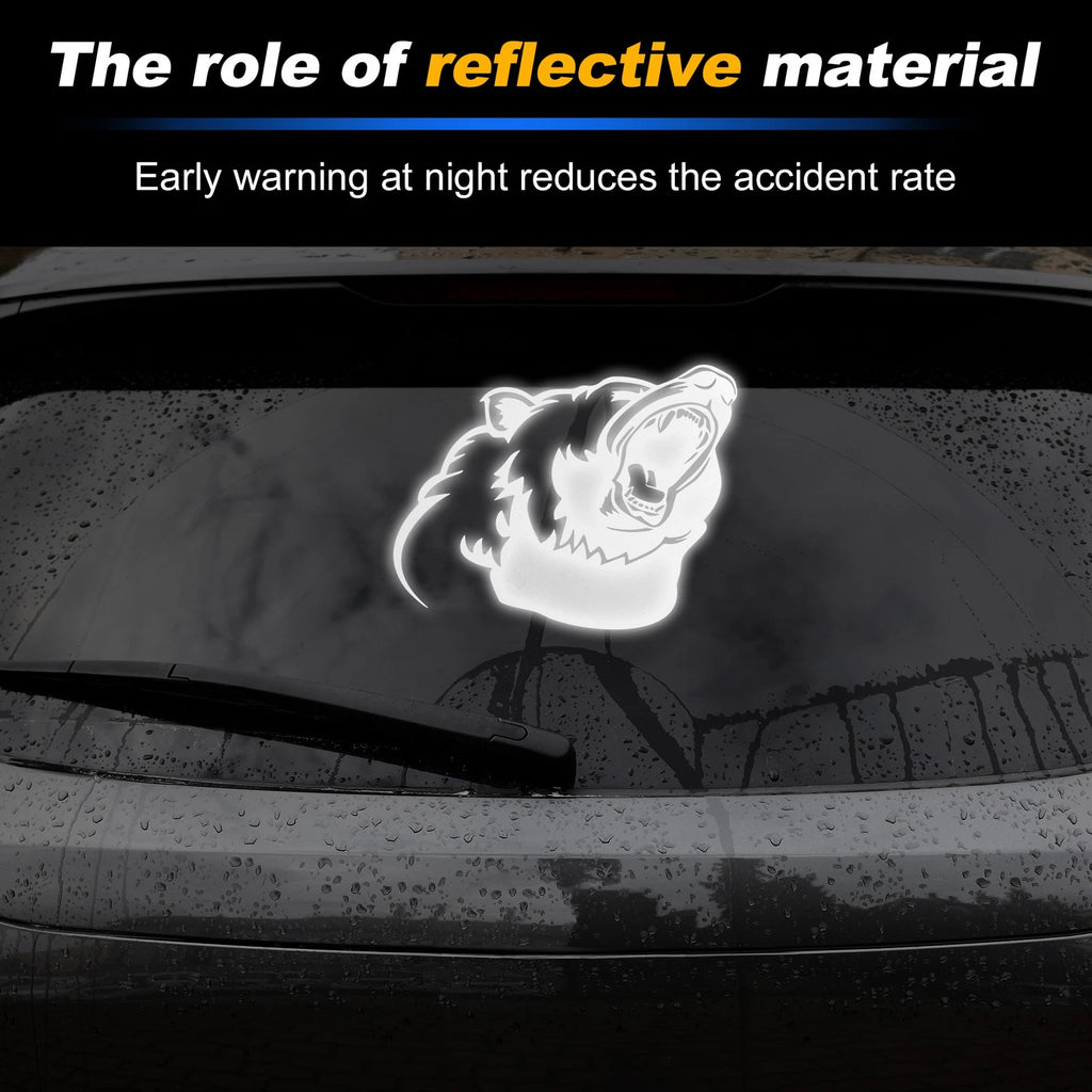 Reflective Bumper Decal for - Silver Roaring Bear