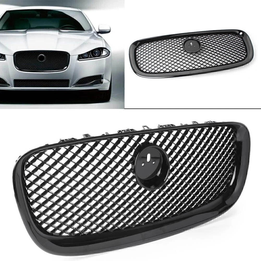 Gloss Black ABS Front Upper Grille Mesh for Jaguar XF XFR (2012–2014)