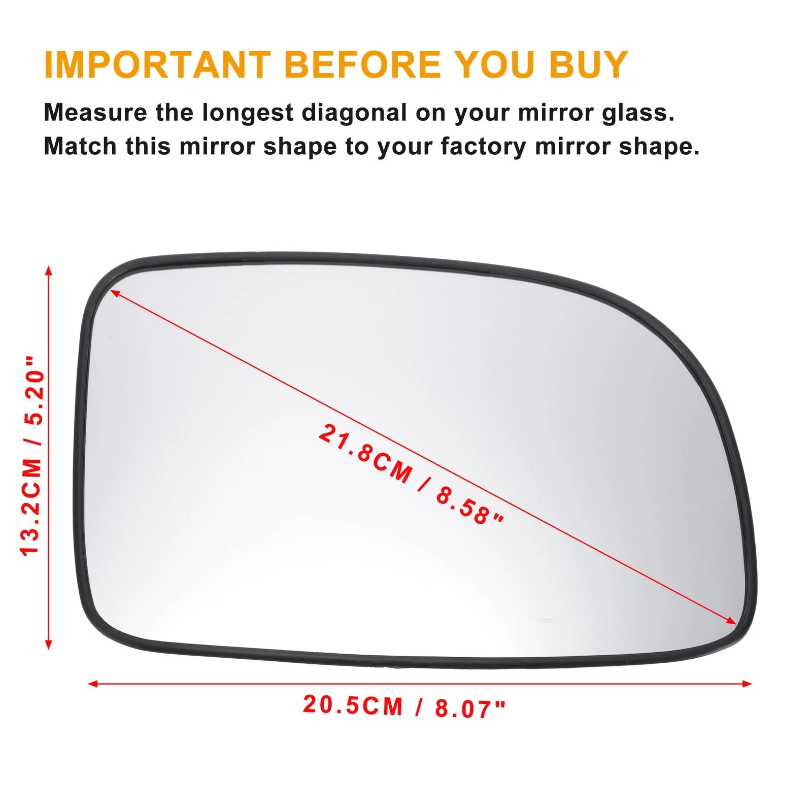 Right Side Mirror Glass Replacement Heated for Hyundai Santa Fe (2007–2009)