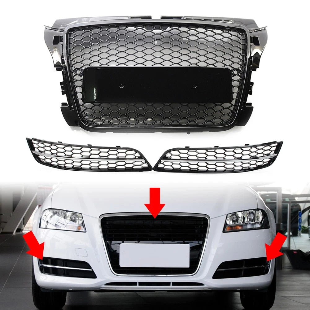 Front Grille with Fog Light Cover for Audi A3 8P (2009–2012)