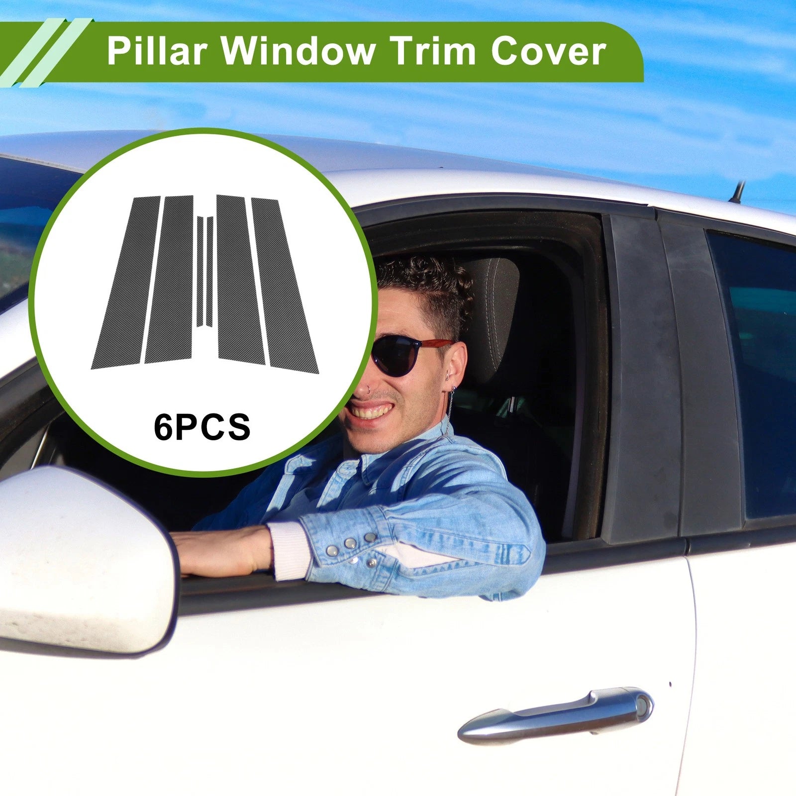 6 Pcs Pillar Window Trim Replacement for Chevy Malibu (2013–2015) Black