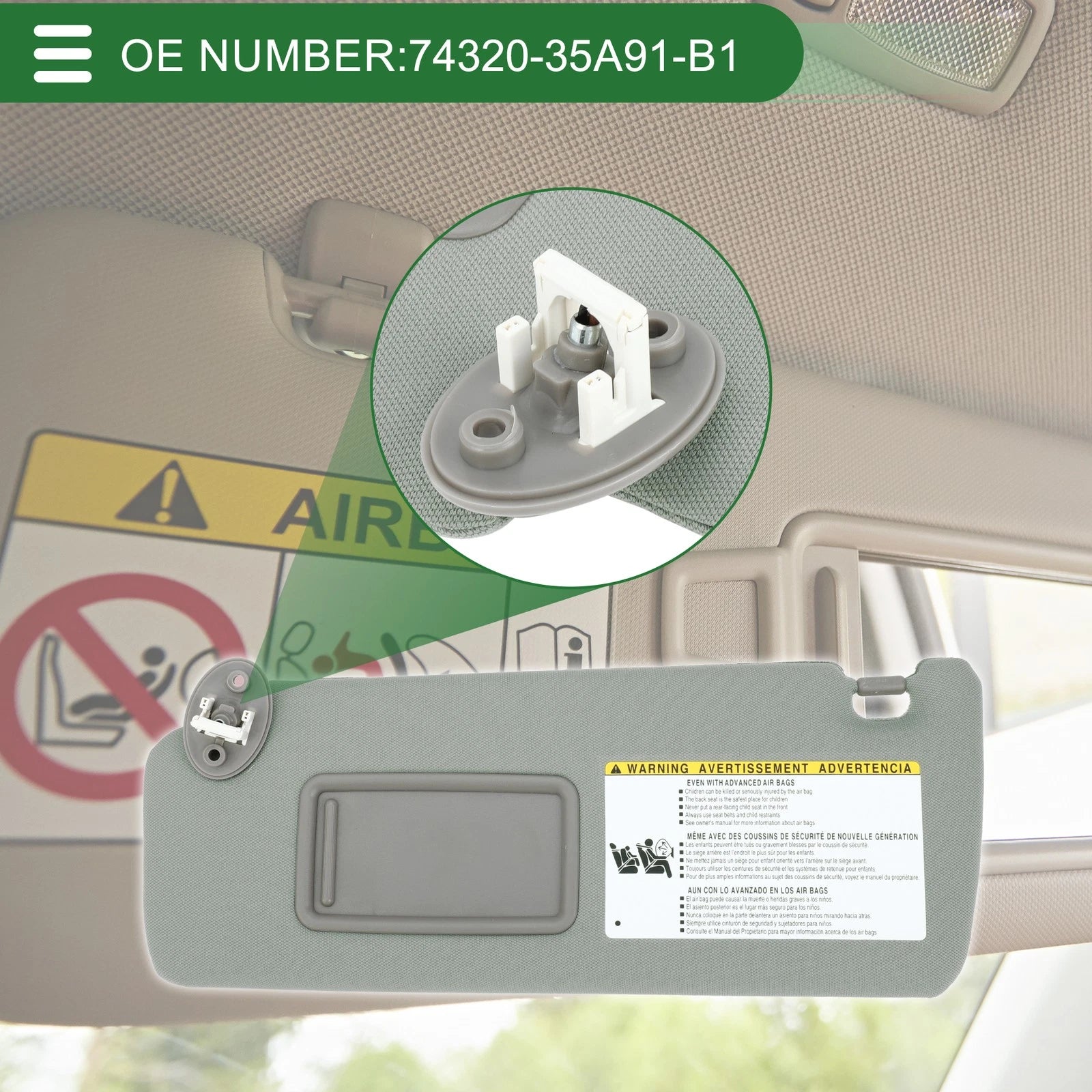 Left Driver Side Car Sun Visor Replacement for Toyota 4Runner (2010–2023)