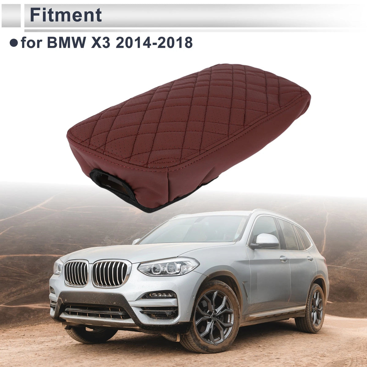 Car Center Console Cover Replacement for BMW X3 (2014–2018) Wine Red 1 Pc