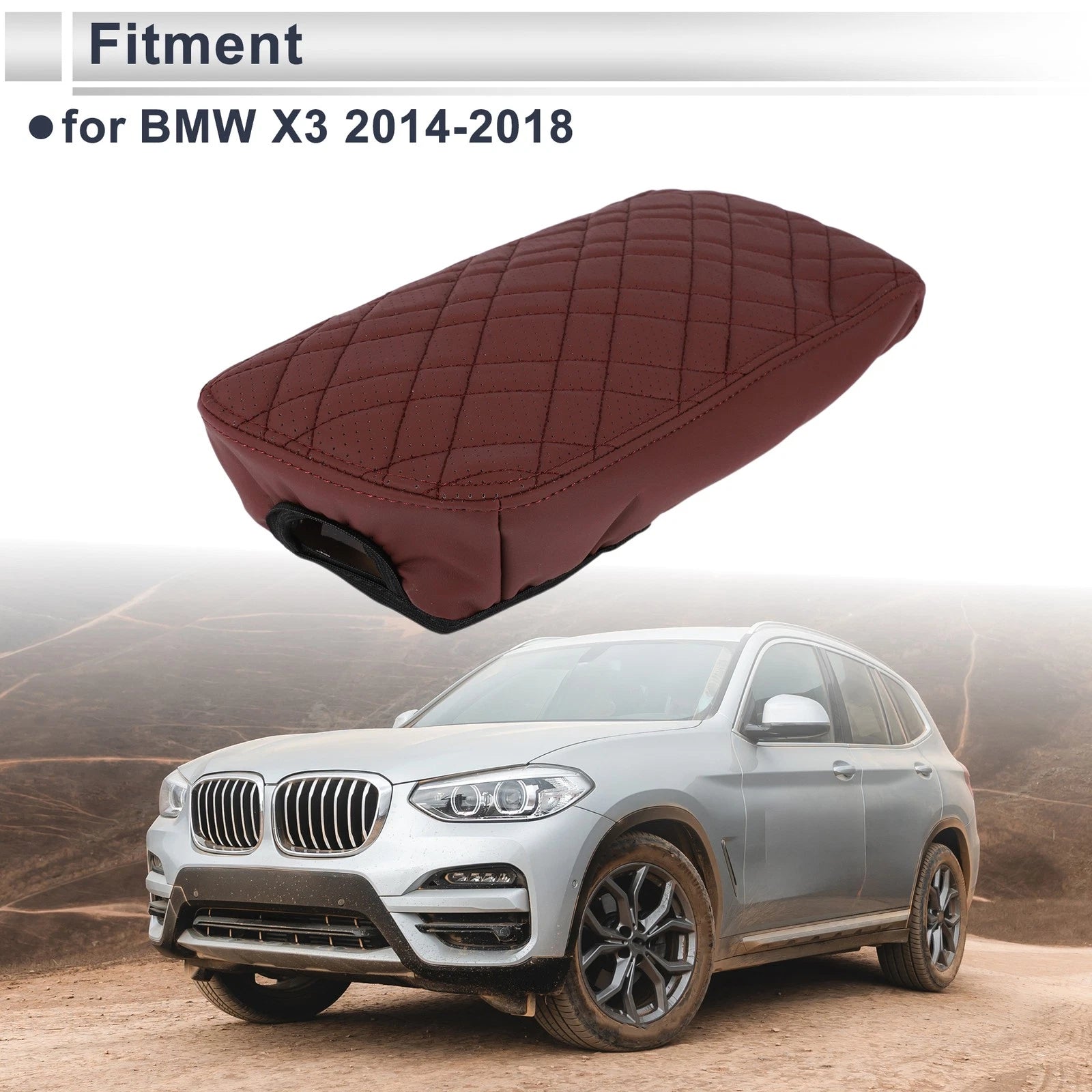 Car Center Console Cover Replacement for BMW X3 (2014–2018) Wine Red 1 Pc