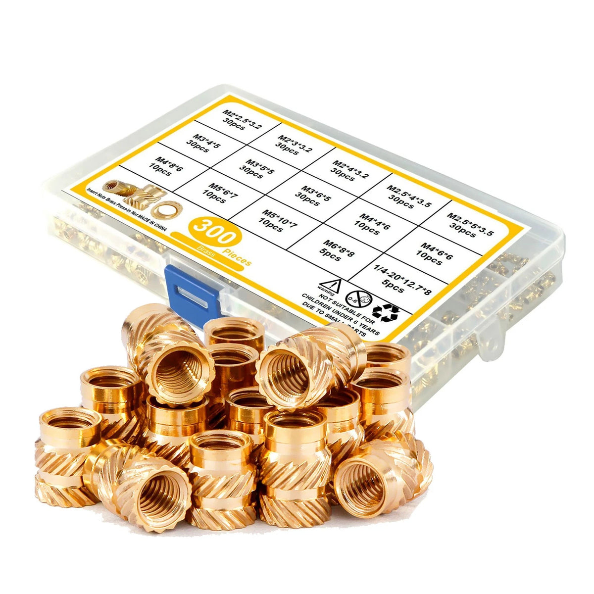 300x M2-M6 Brass Knurled Nut Inserts for 3D Printing