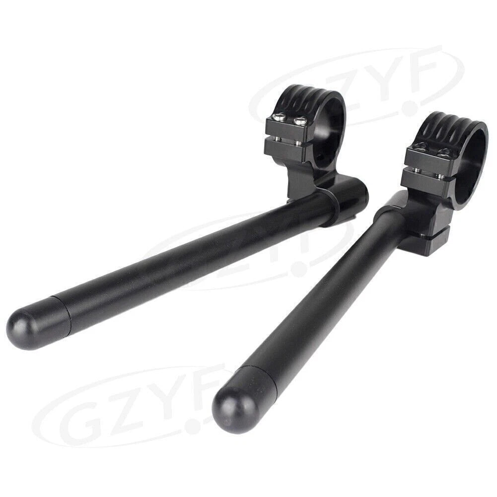 Pair 53mm Clip On Motorcycle Handlebar Fork Tubes Universal Black